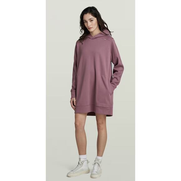 NWT $190 G Star Fabric Mix Loose Hoodie Dress in Grapeade Size Small - Picture 1 of 6